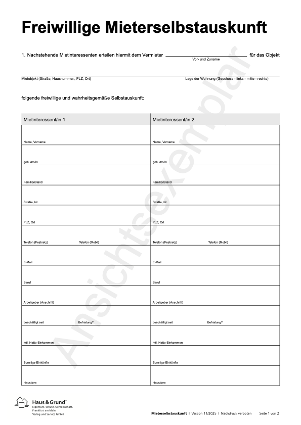 Mieterselbstauskunft