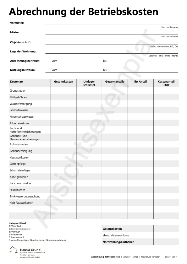Betriebskostenabrechnung